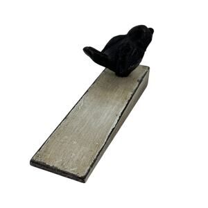 Cast Iron Finch Door Stop Wood Wedge Stopper Rustic